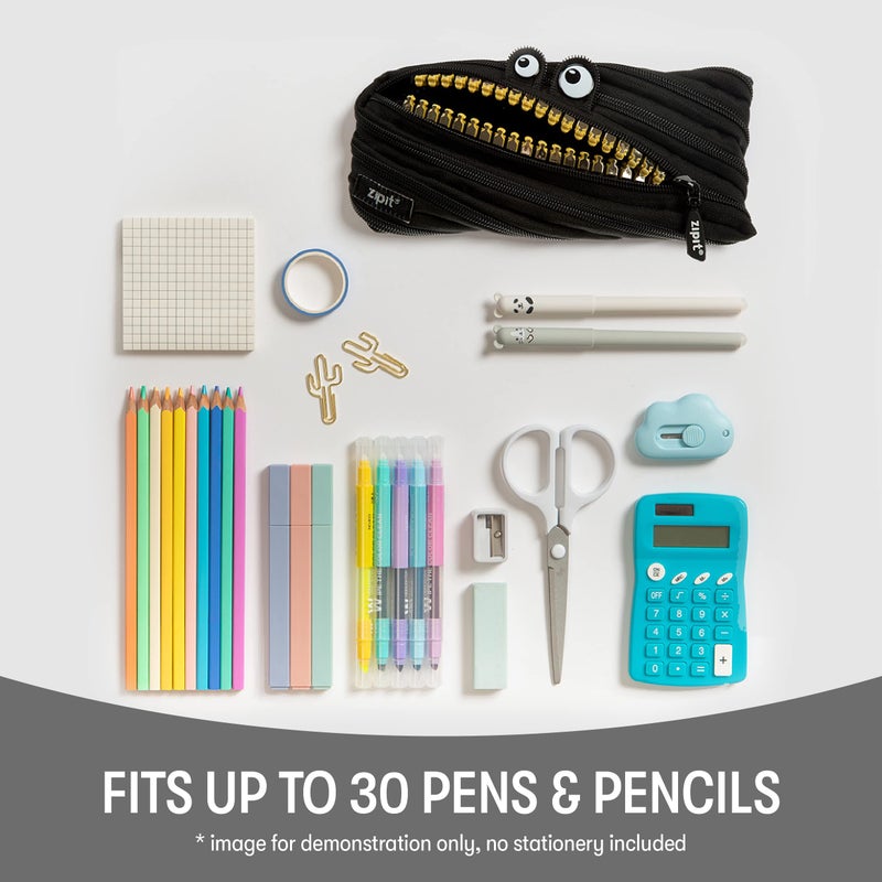 ZIPIT Grillz Pencil Case for Kids, Cute Zipper Pouch for Boys Girls and Teens, Stationery Bag for School ,Black - Image 4